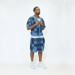No Sauce Crochet Knit Checkered Shirt Blue (1)