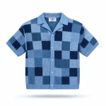 No Sauce Crochet Knit Checkered Shirt Blue (2)