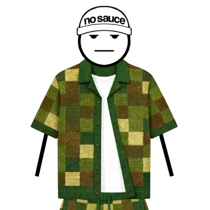 No Sauce Crochet Knit Checkered Shirt Camo (3)