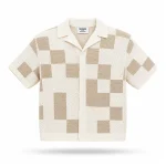 No Sauce Crochet Knit Checkered Shirt Crème (2)