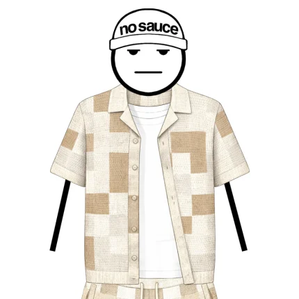 No Sauce Crochet Knit Checkered Shirt Crème (3)