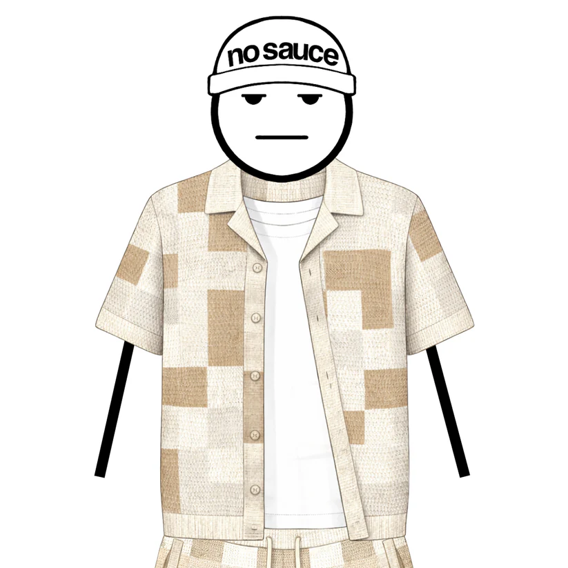 No Sauce Crochet Knit Checkered Shirt Crème (3) No Sauce Crochet Knit Checkered Shirt Crème (3)