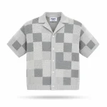 No Sauce Crochet Knit Checkered Shirt Grey (2)