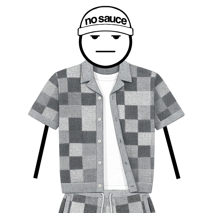 No Sauce Crochet Knit Checkered Shirt Grey (3) No Sauce Crochet Knit Checkered Shirt Grey (3)