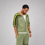 No Sauce Crochet Knit Striped Shirt Brasilia Green (1)