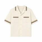 No Sauce Crochet Knit Striped Shirt Crème (2)