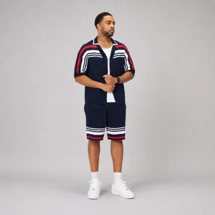 No Sauce Crochet Knit Striped Shirt Français Navy (2)