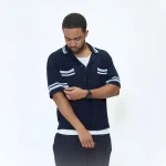 No Sauce Crochet Knit Striped Shirt Navy (1)