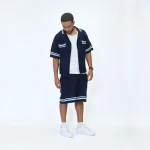 No Sauce Crochet Knit Striped Shirt Navy (2)