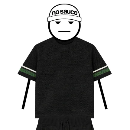 No Sauce Crochet Knit Striped T Shirt Black (2)
