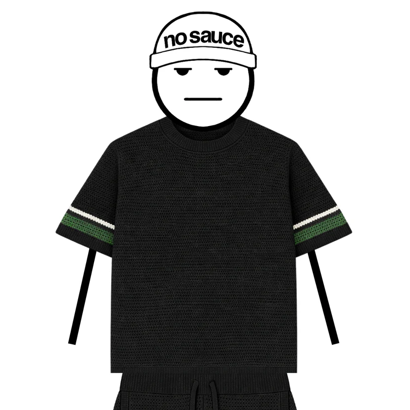 No Sauce Crochet Knit Striped T Shirt Black (2) No Sauce Crochet Knit Striped T Shirt Black (2)