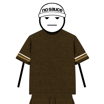 No Sauce Crochet Knit Striped T Shirt Brown (3)