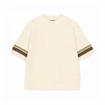 No Sauce Crochet Knit Striped T Shirt Crème (1)