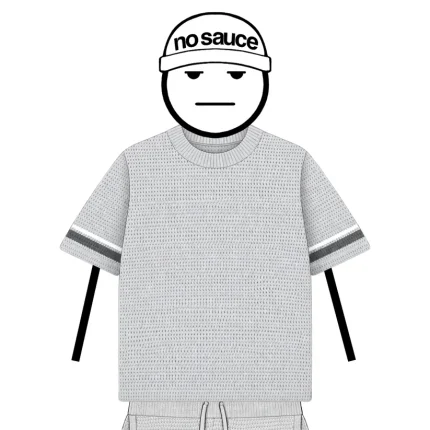 No Sauce Crochet Knit Striped T Shirt Grey (4)
