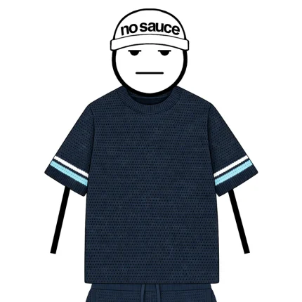 No Sauce Crochet Knit Striped T Shirt Navy (3)