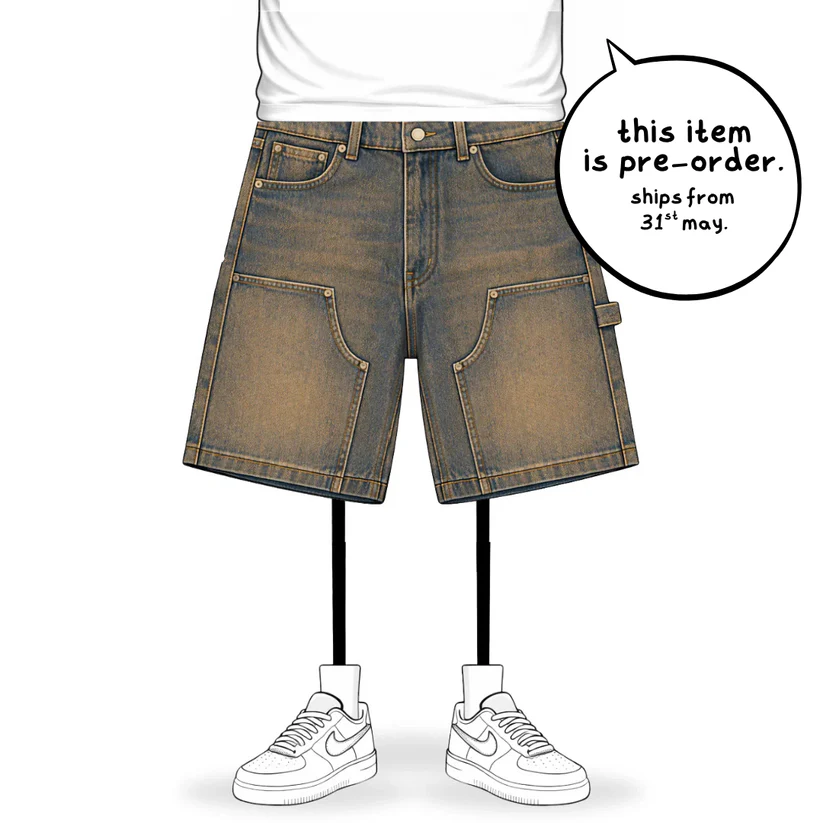 No Sauce Denim Carpenta Shorts Blue (Mocha Wash) (4) No Sauce Denim Carpenta Shorts Blue (Mocha Wash) (4)