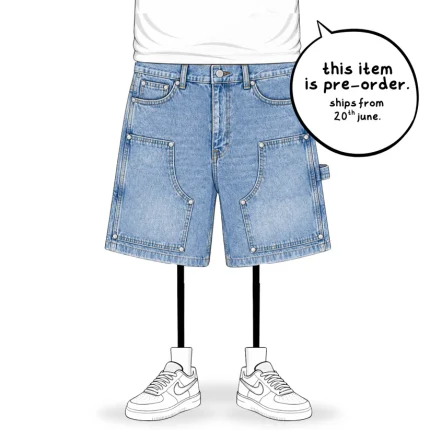 No Sauce Denim Carpenta Shorts Light Blue (4)