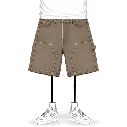 No Sauce Denim Carpenta Shorts Washed Brown (4)