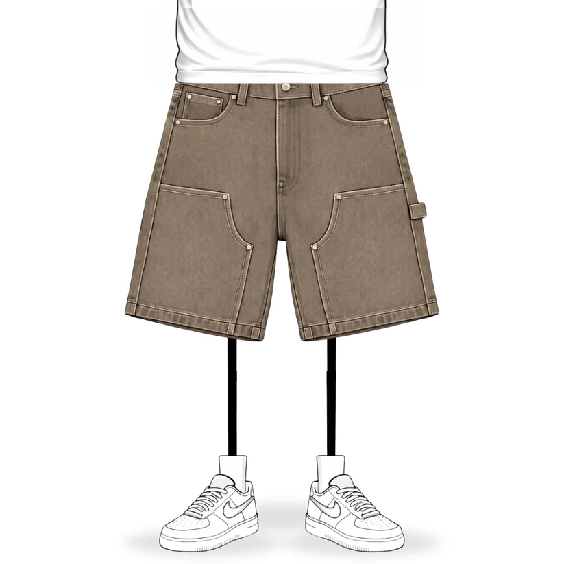 No Sauce Denim Carpenta Shorts Washed Brown (4) No Sauce Denim Carpenta Shorts Washed Brown (4)