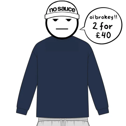 No Sauce Perfect Long Sleeve T Shirt Navy (4)