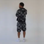 No Sauce Crochet Knit Checkered Shorts Black (1)