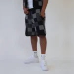 No Sauce Crochet Knit Checkered Shorts Black (2)