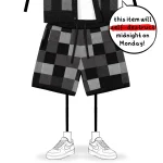 No Sauce Crochet Knit Checkered Shorts Black (3)