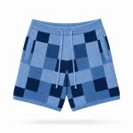 No Sauce Crochet Knit Checkered Shorts Blue (2)