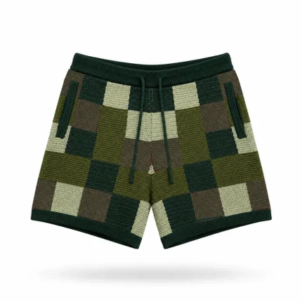 No Sauce Crochet Knit Checkered Shorts Camo (2)