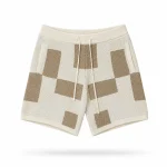 No Sauce Crochet Knit Checkered Shorts Crème (2)