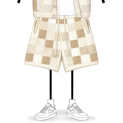 No Sauce Crochet Knit Checkered Shorts Crème (3)