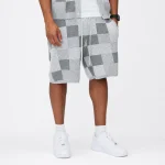 No Sauce Crochet Knit Checkered Shorts Grey (1)