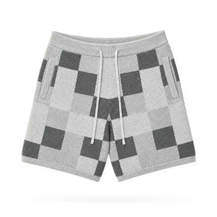 No Sauce Crochet Knit Checkered Shorts Grey (2)
