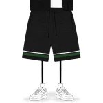 No Sauce Crochet Knit Striped Shorts Black