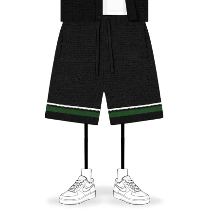 No Sauce Crochet Knit Striped Shorts Black