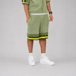 No Sauce Crochet Knit Striped Shorts Brasilia Green (1)
