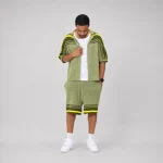 No Sauce Crochet Knit Striped Shorts Brasilia Green (2)