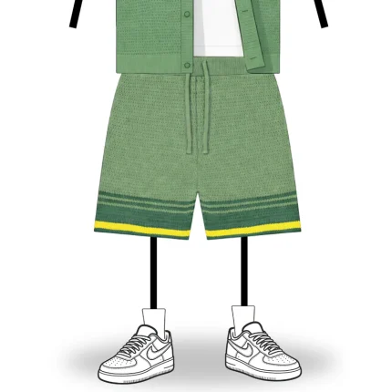No Sauce Crochet Knit Striped Shorts Brasilia Green (3)