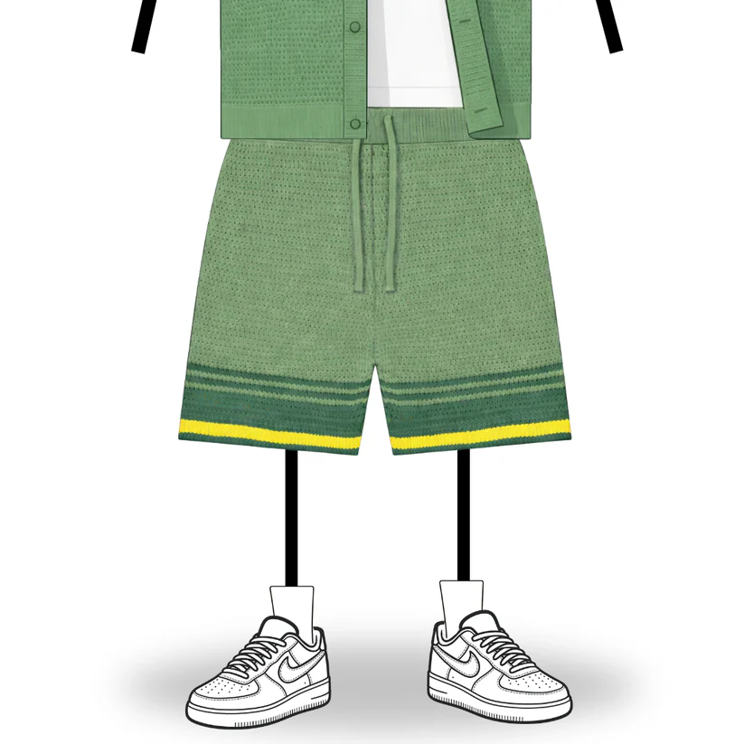 No Sauce Crochet Knit Striped Shorts Brasilia Green (3) No Sauce Crochet Knit Striped Shorts Brasilia Green (3)