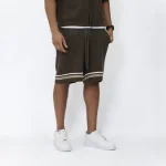No Sauce Crochet Knit Striped Shorts Brown (1)
