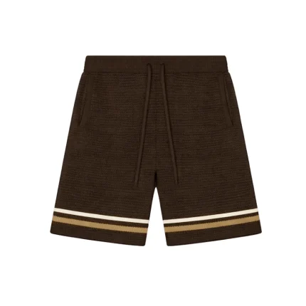 No Sauce Crochet Knit Striped Shorts Brown (2)