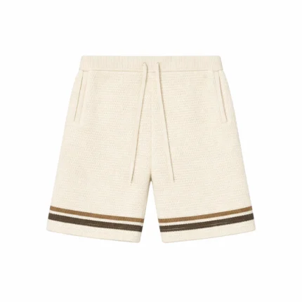 No Sauce Crochet Knit Striped Shorts Crème (2)