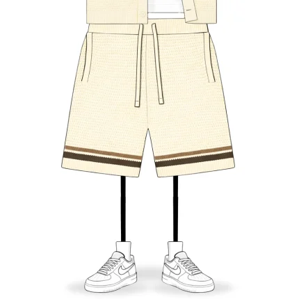 No Sauce Crochet Knit Striped Shorts Crème (3)