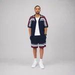 No Sauce Crochet Knit Striped Shorts Français Navy (1)