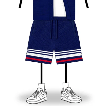 No Sauce Crochet Knit Striped Shorts Français Navy (3)