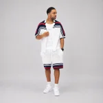 No Sauce Crochet Knit Striped Shorts Français White (2)