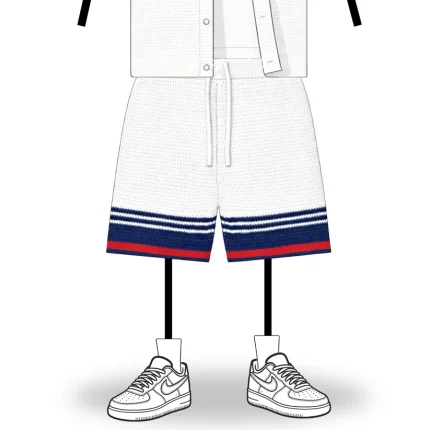 No Sauce Crochet Knit Striped Shorts Français White (3)