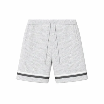 No Sauce Crochet Knit Striped Shorts Grey (2)