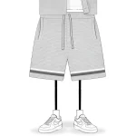 No Sauce Crochet Knit Striped Shorts Grey (3)