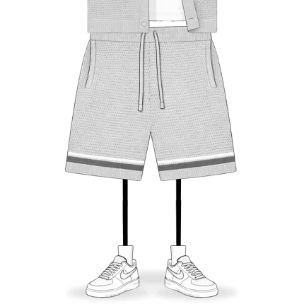 No Sauce Crochet Knit Striped Shorts Grey (3)